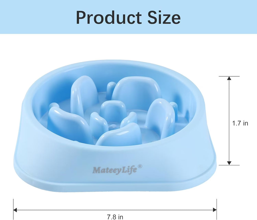Slow Feeder Dog Bowls 2PCS, Non Slip Cat Food Bowls, Bloat Stop Maze Dishes, Interactive Feeder for All Breeds 2 Cup Lightblue&Darkblue