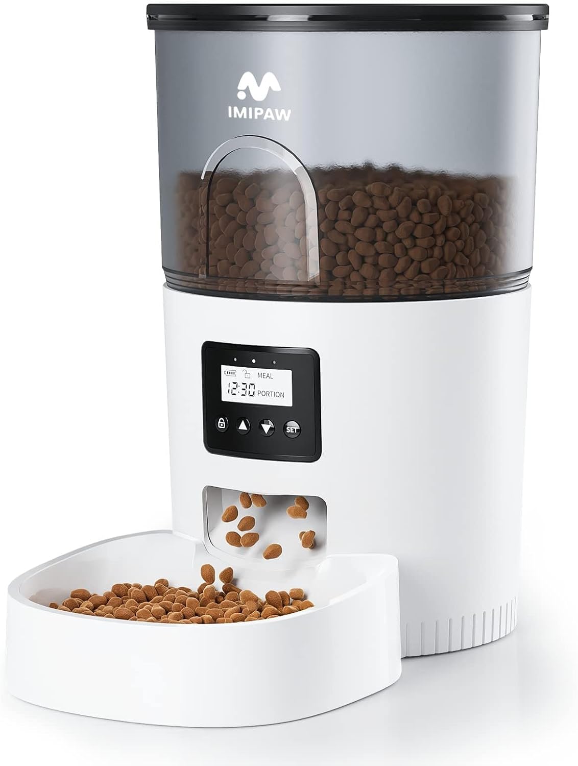 Automatic Cat Feeders, 3L Timed Cat Dry Food Dispenser with Desiccant Bags, Dual Power Supply, Programmable Portion Size, 6 Meals, 20 Portions per Day, Auto Pet Feeder for Cats and Small Dogs