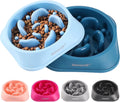 Slow Feeder Dog Bowls 2PCS, Non Slip Cat Food Bowls, Bloat Stop Maze Dishes, Interactive Feeder for All Breeds 2 Cup Lightblue&Darkblue